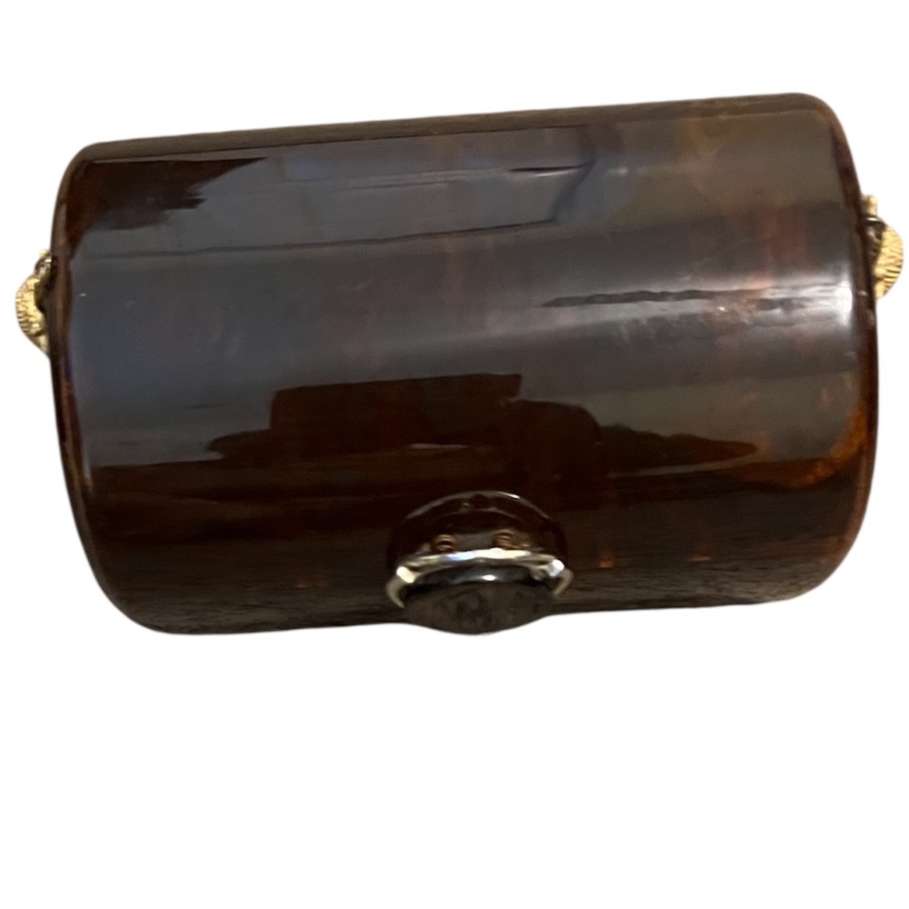 Vintage Wilards brown faux tortoise shell Root Beer Lucite lucite box bag purse - Picture 3 of 9